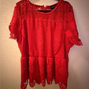 Lane Bryant Vibrant Red Lace Blouse